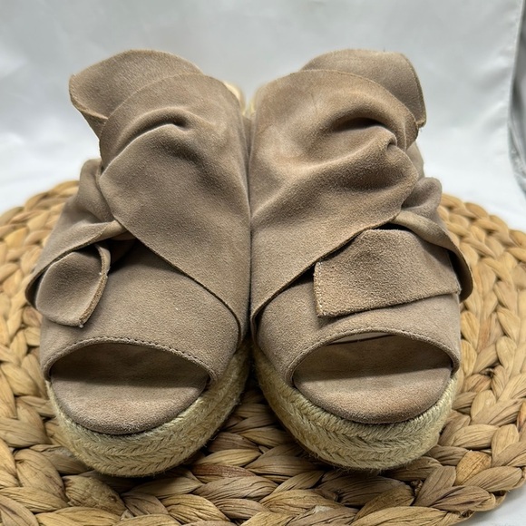 Sole Society Women's Taupe Suede Espadrille Slides - Picture 3 of 9
